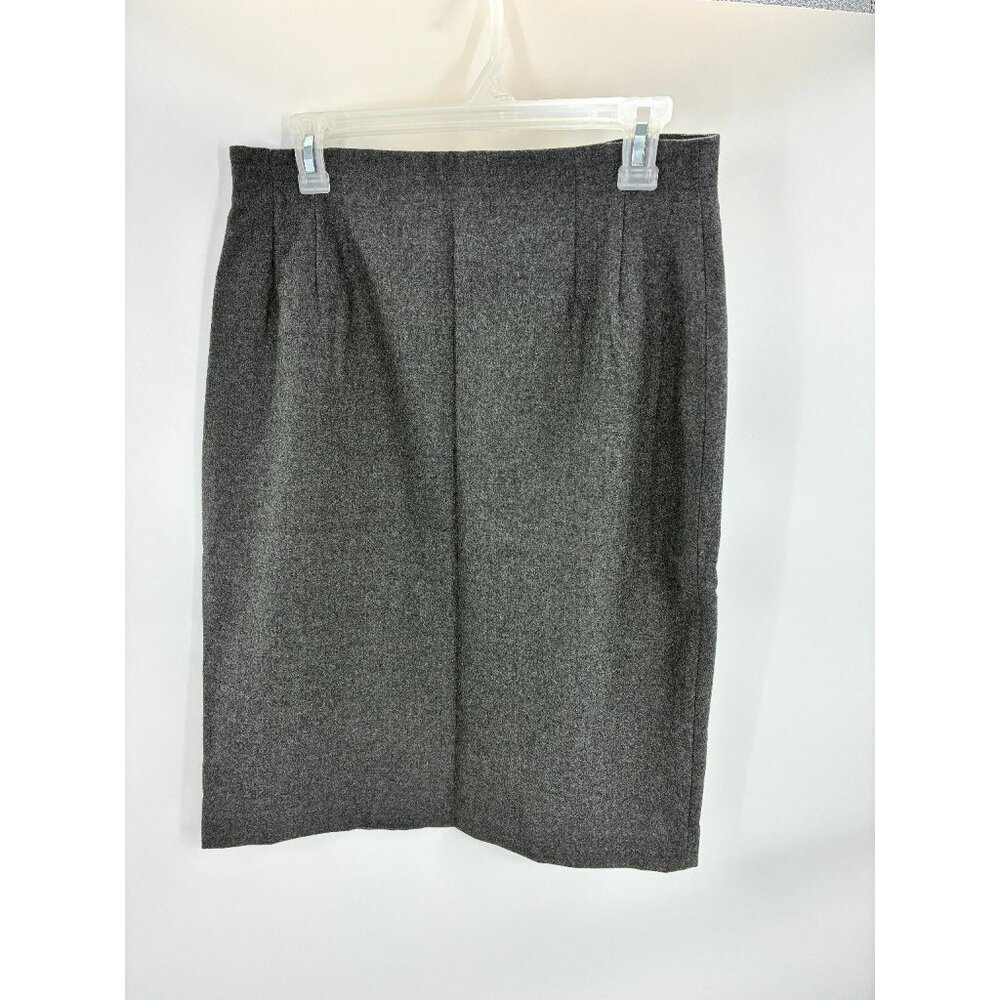 Liz Claiborne Womens Size 12 Gray 100% Wool Knee Length Skirt Lined Career